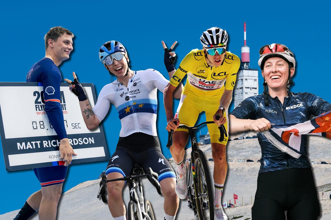 Matthew Richardson, Lorena Wiebes, Tadej Pogačar and Molly Weaver