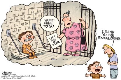 Editorial cartoon U.S. Last day of school jail sentence