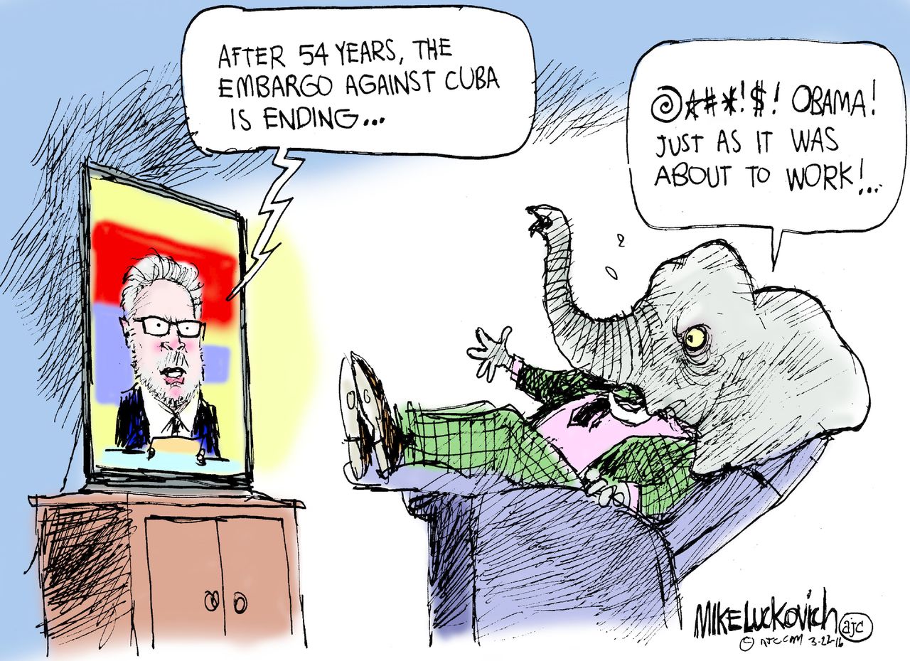 Obama Cartoon U.S. GOP Cuba Relations