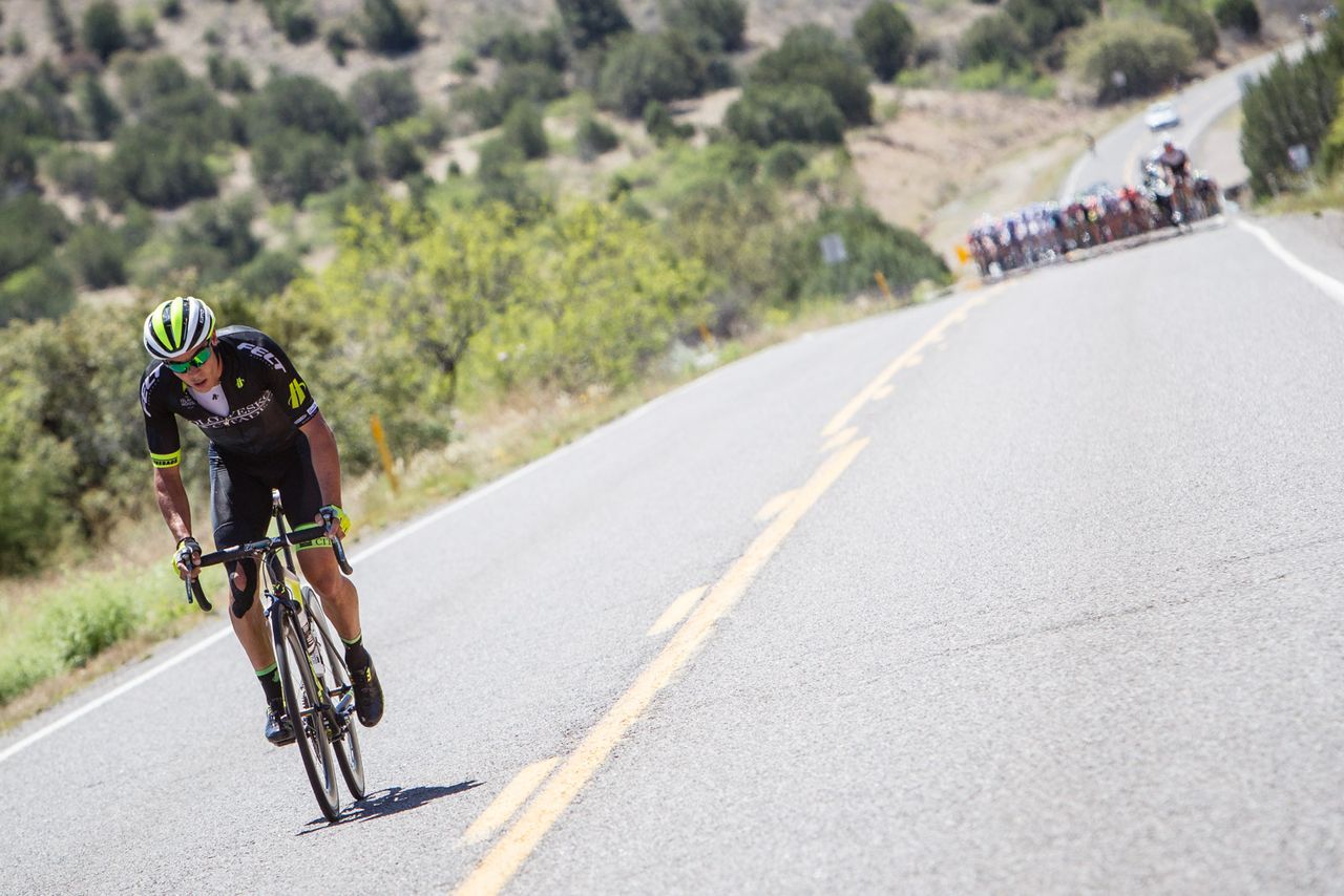 Travis McCabe (Holowesko) was the last rider to come back from the break