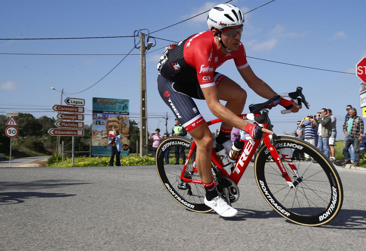 Edward Theuns (Trek-Segafredo) attacks the breakaway