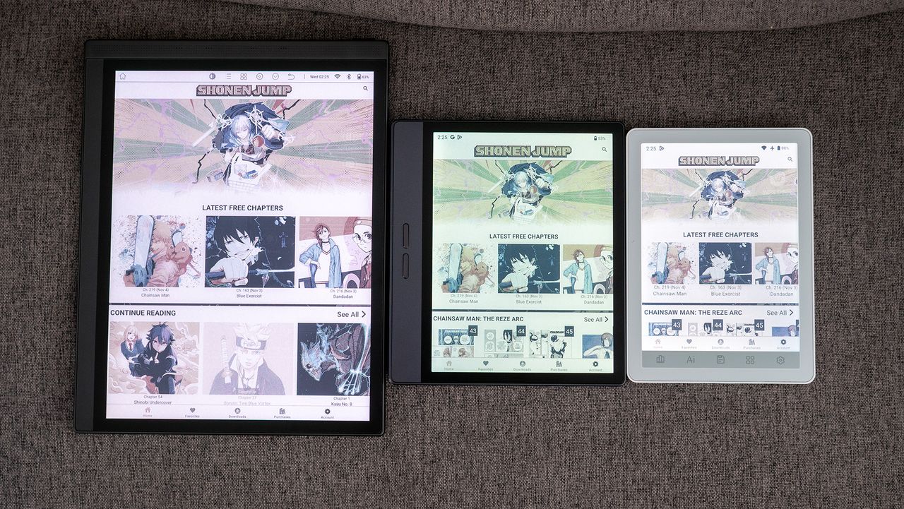 Comparing the backlight quality between the Bigme B1051C, Bigme B7, and Bigme B6