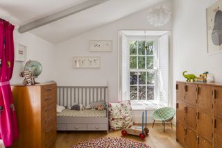 child's bedroom with cot and window