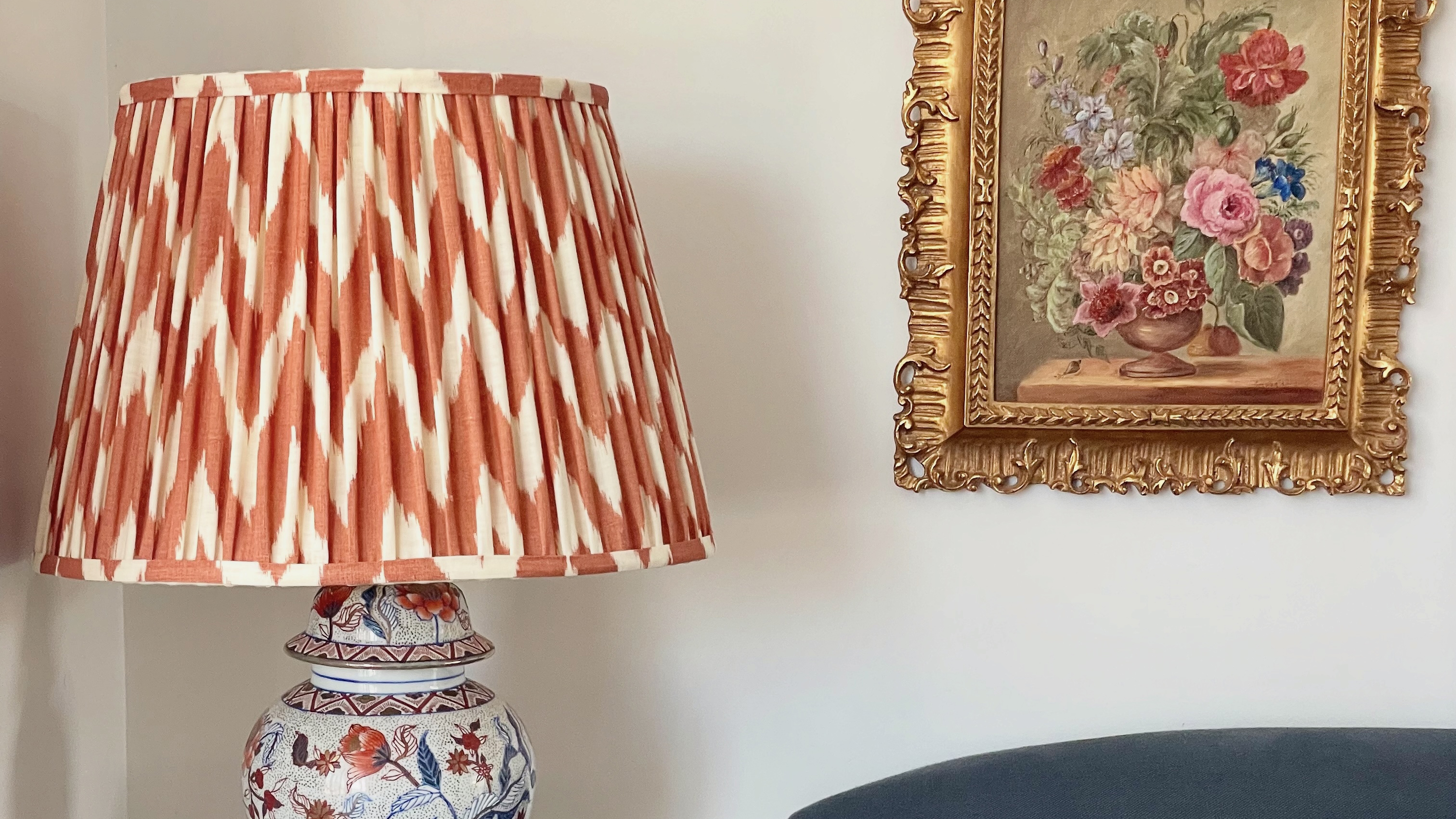 second hand lamp with a graphic shade