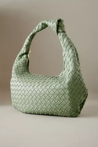 The Brigitte Woven Faux-Leather Shoulder Bag by Melie Bianco: Oversized Edition