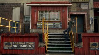 Nick stands outside his storage unit company in Lot 36 on Netflix