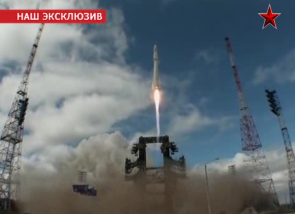 A Russian Angara rocket blasts off from the Plesetsk Cosmodrome in northwestern Russia on July 9, 2014.