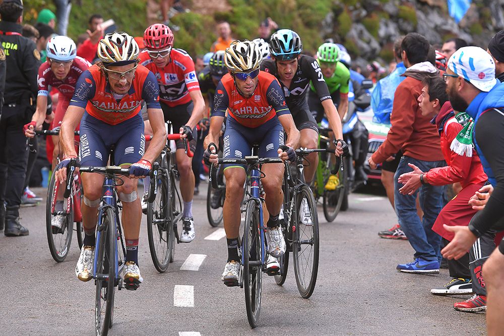 Vincenzo Nibali makes his way up the Angliru