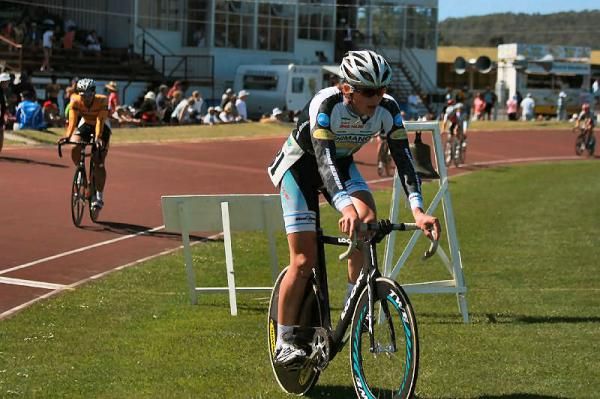 Jackson Law winds down after winning the men's wheel race.