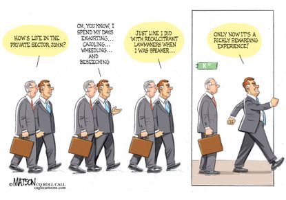 Political cartoon U.S. John Boehner private sector