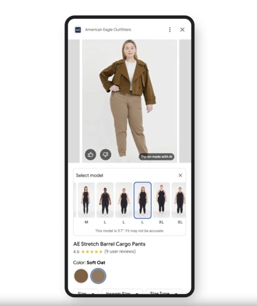 Google's virtual try-on model feature brings a full body view with an expansion to include skirts and pants.