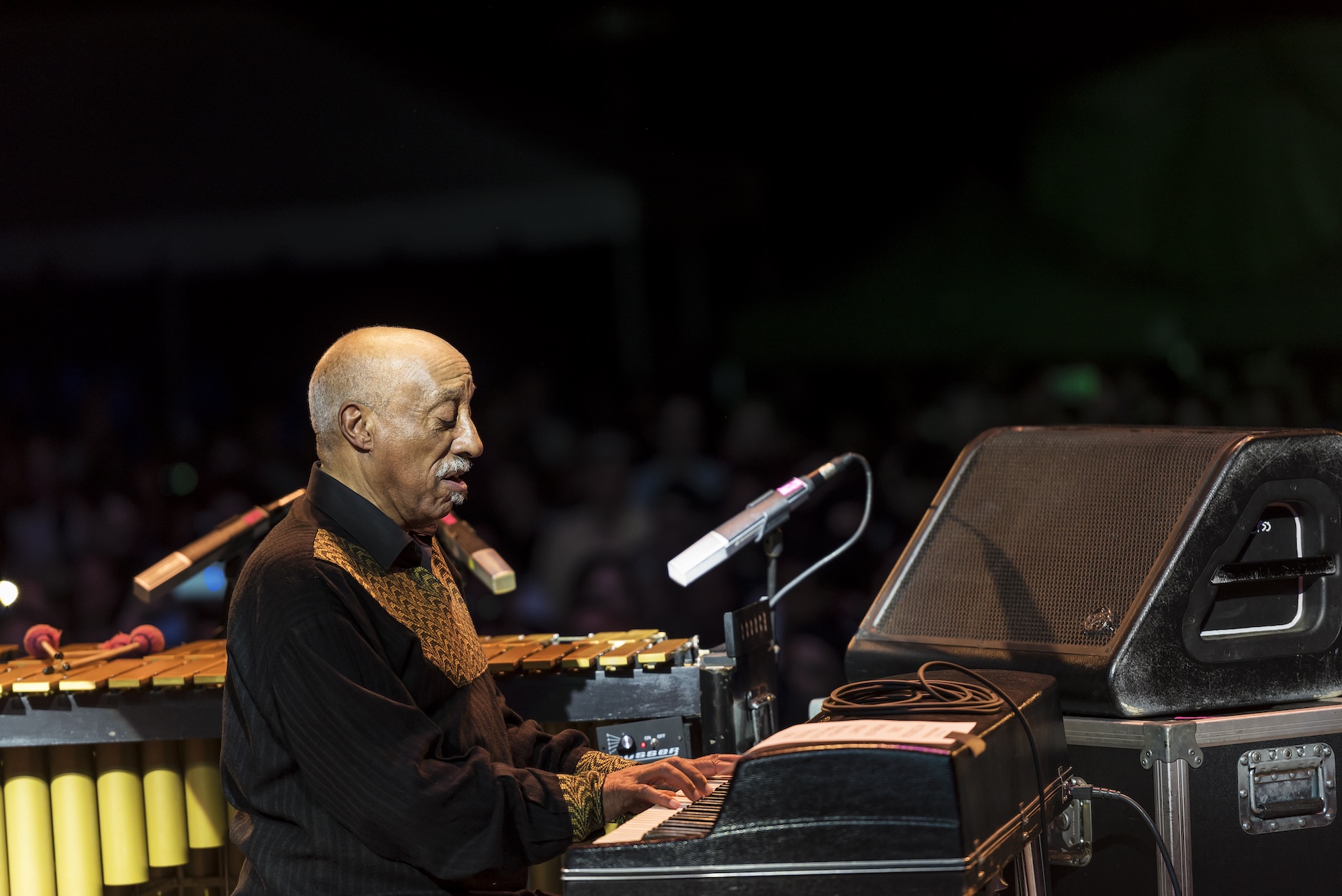 Ethiopian Jazz musician, composer, and band leader Mulatu Astatke plays keyboards