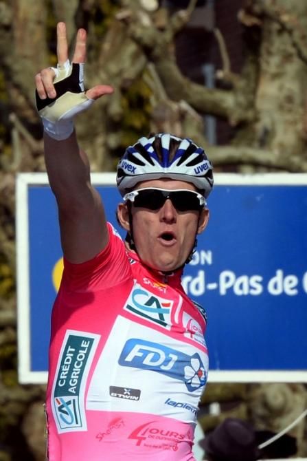 Arnaud Demare (FDJ) remains unbeaten at the 4 Jours de Dunkerque - three stages and three sprint victories.
