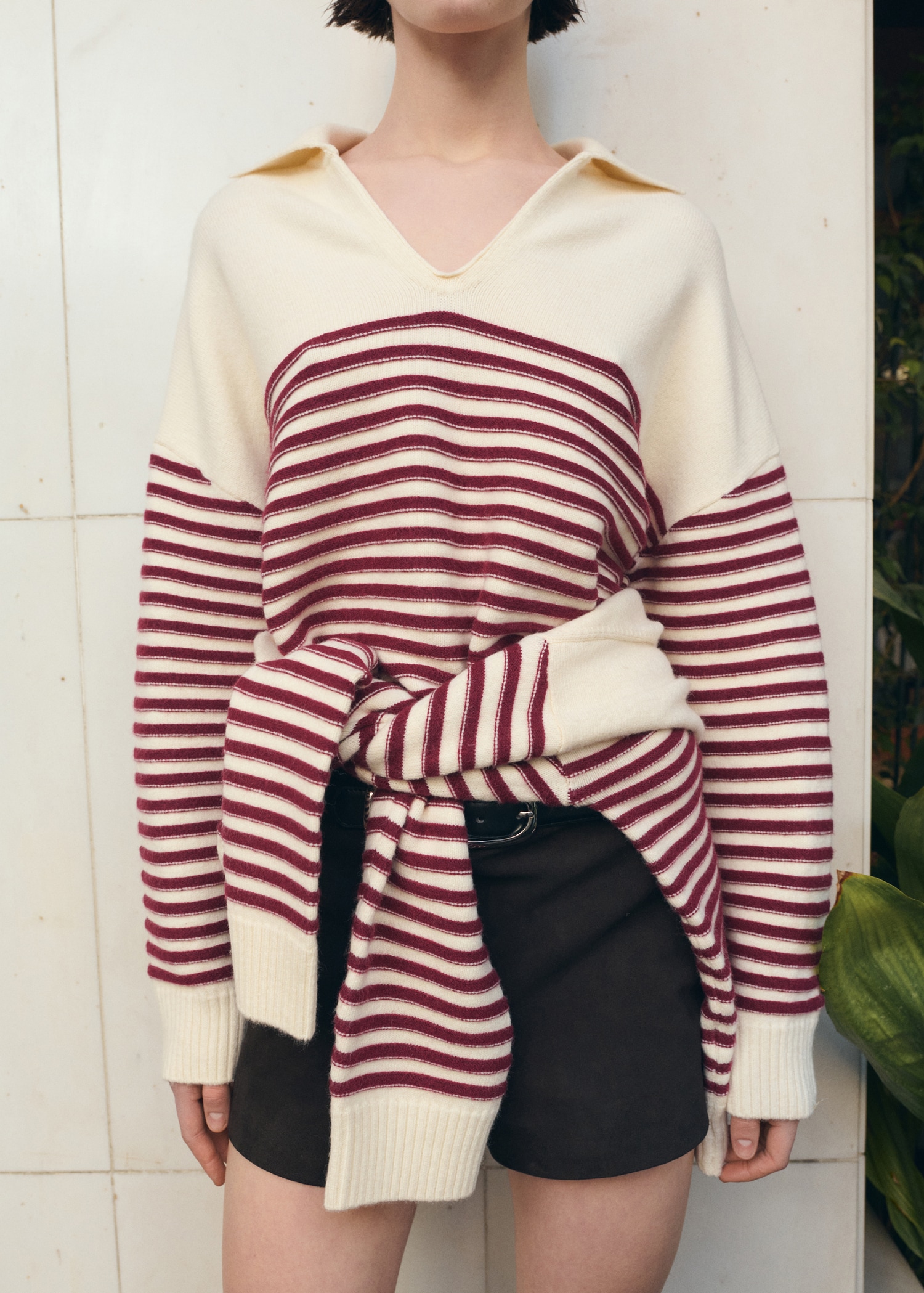 Striped Polo-Neck Sweater - Women | Mango United Kingdom