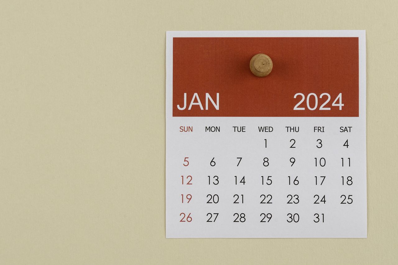 January calendar 2024