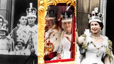 Royal coronations throughout the years - composite image showing coronation of King George VI, King Charles III and Queen Elizabeth II