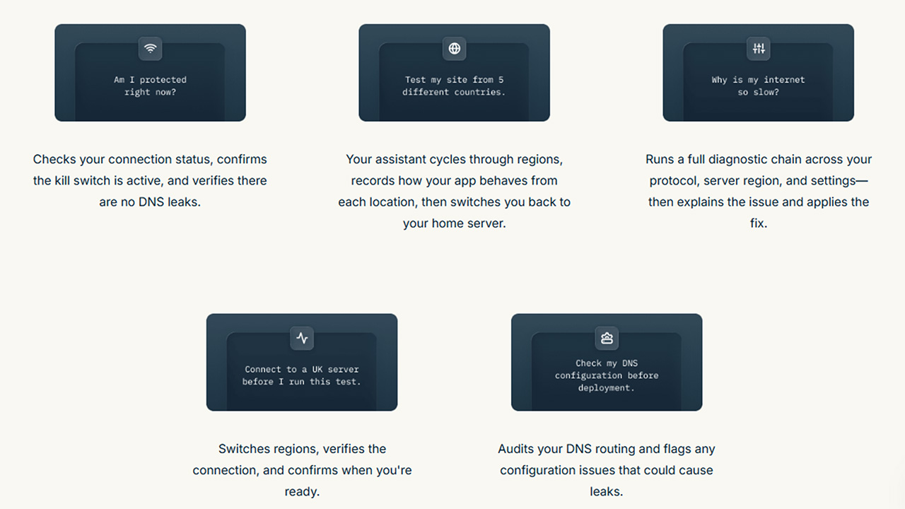 Examples of prompts that can be used with ExpressVPN's MCP server