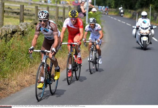 Blel Kadri (Ag2r-La Mondiale), Cyril Lemoine (Cofidis) and Armindo Fonseca (Bretagne-S&eacute;ch&eacute; Environnement)
