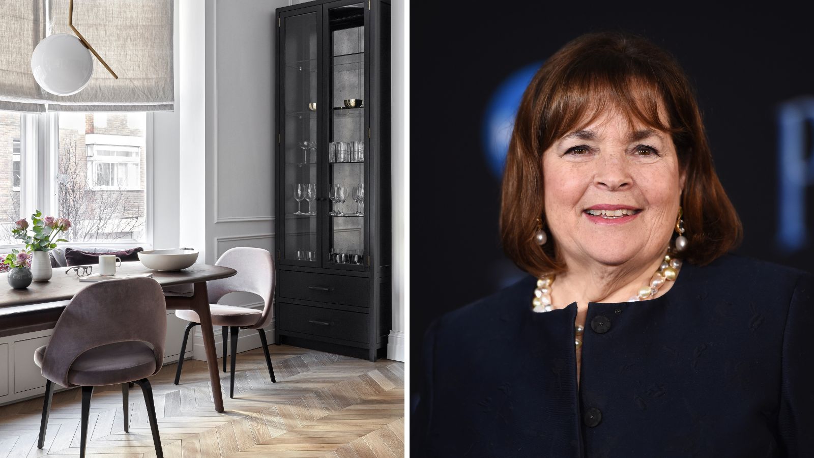 Monochrome breakfast room and Ina Garten