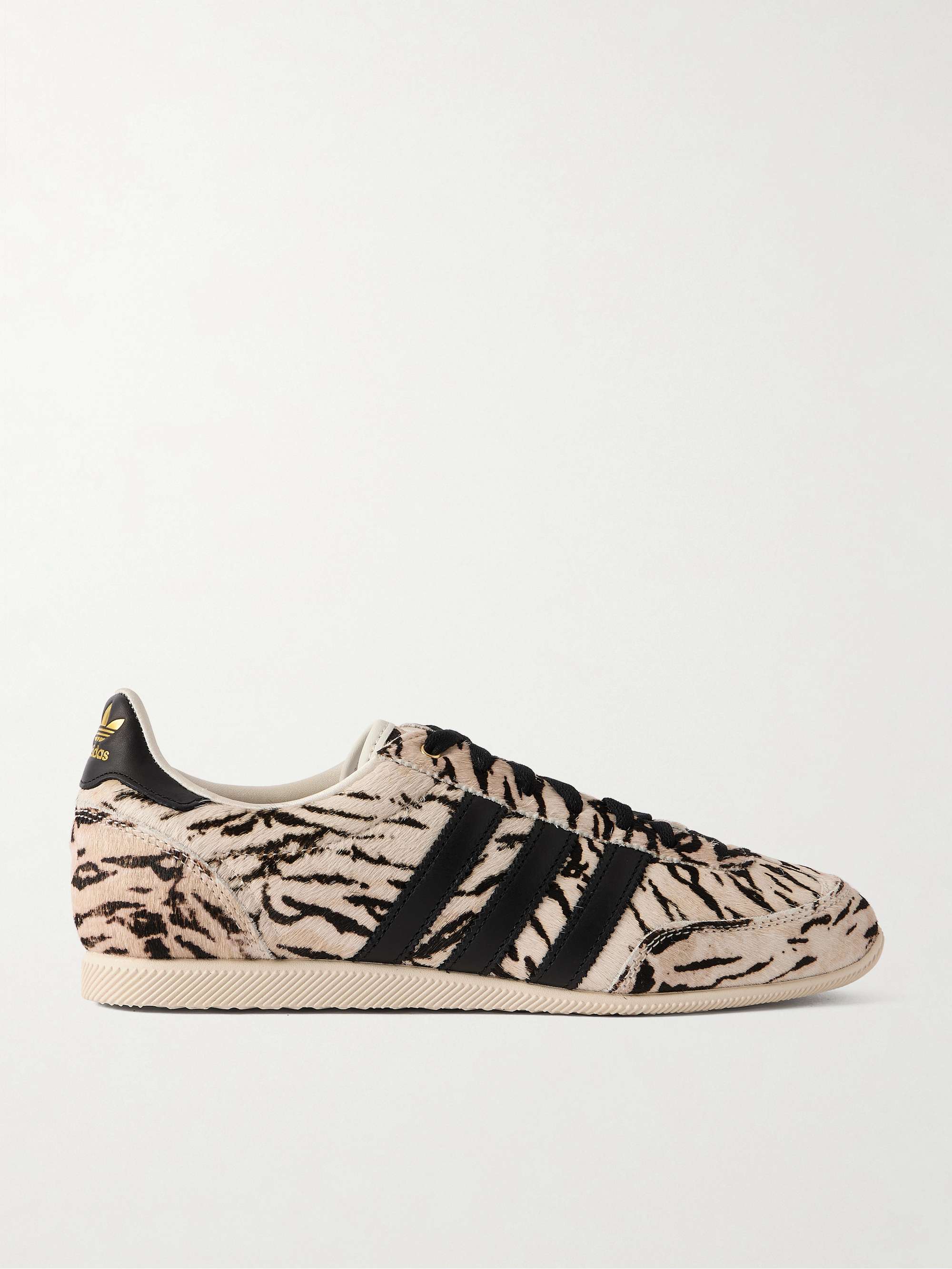 Japan Leather-Trimmed Zebra-Print Calf Hair Sneakers