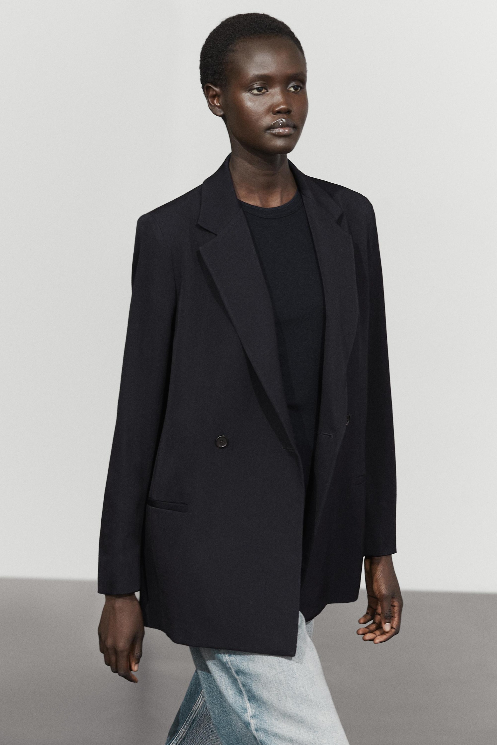 Wool Blend Double-Breasted Blazer
