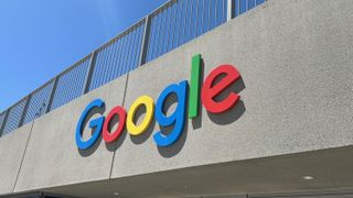 A Google sign at the Mountain View Google campus.