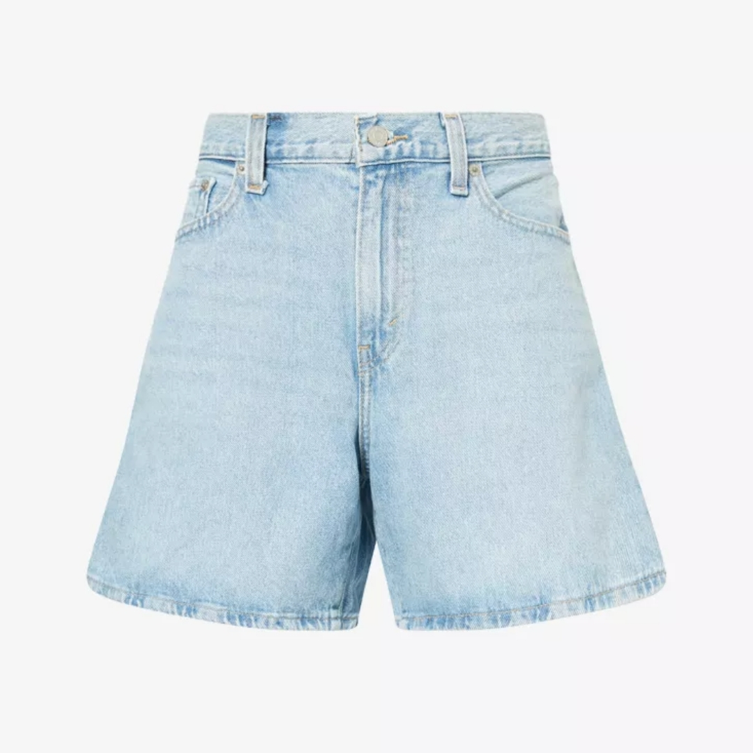 High-Rise Baggy Denim Shorts - 23