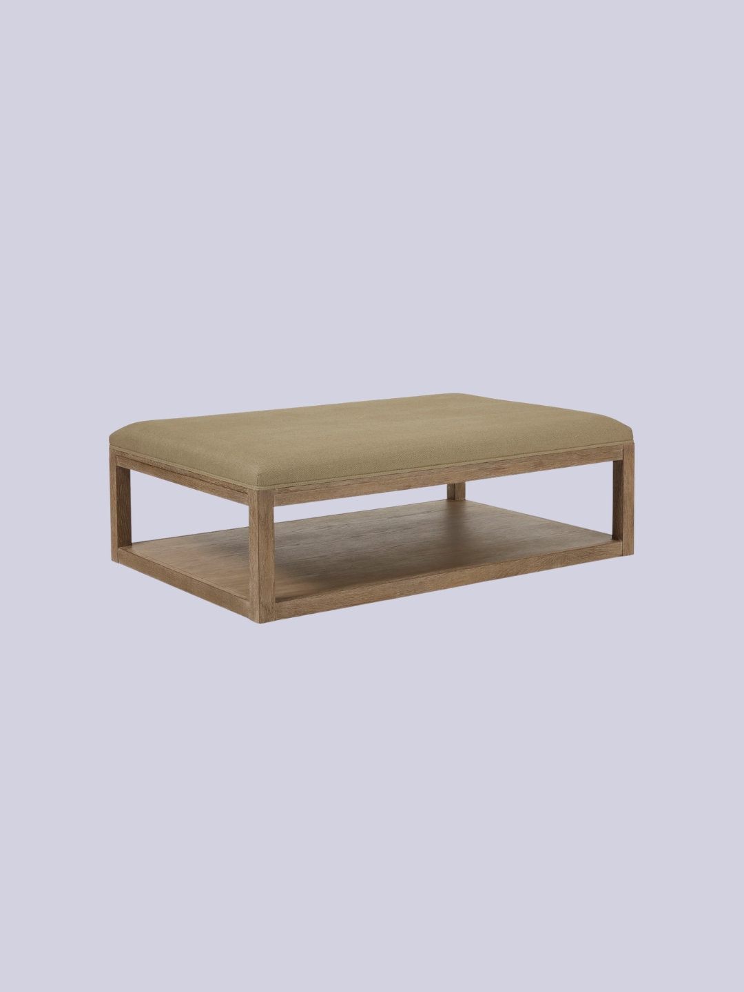 Oka , Glin Linen Ottoman - Wild Oats Wide Herringbone