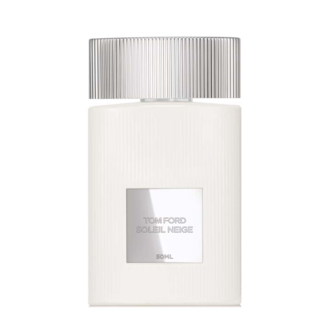 A product shot of the Tom Ford Soleil Neige Eau de Parfum, on a white background
