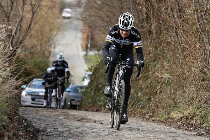 Tom Boonen rides up the Koppenberg