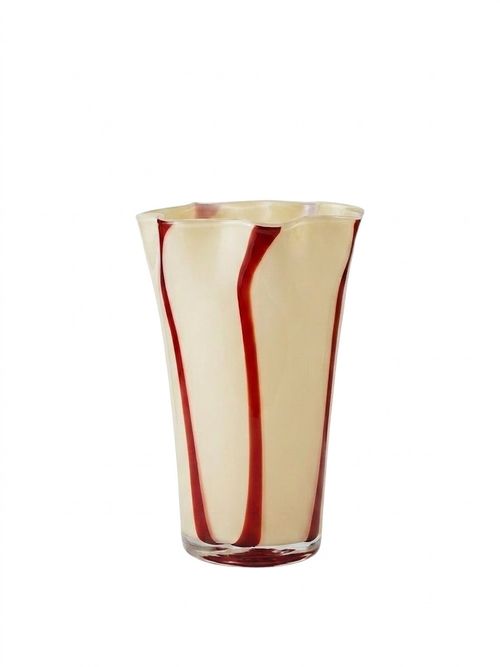 Milk Glass Red & White Handkerchief Stripe Vase