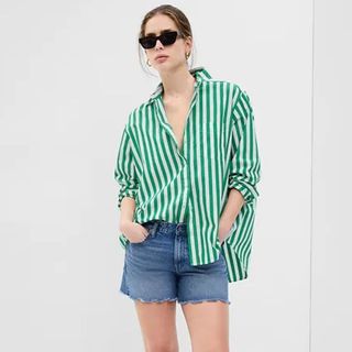 Green & White striped shirt