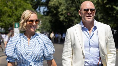 Zara Tindall and Mike Tindall during day ten of the 2026 Wimbledon Tennis Championships at All England Lawn Tennis and Croquet Club on July 08, 2026