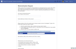 Facebook Memorialization and Information Download