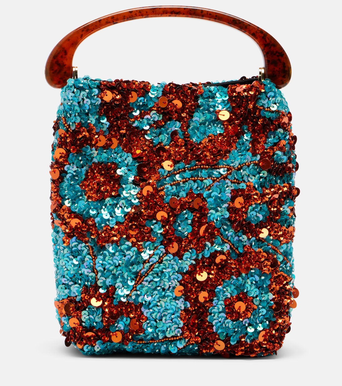 Crisp Small Sequined Satin Top-Handle Bag in Multicoloured - Dries Van Noten