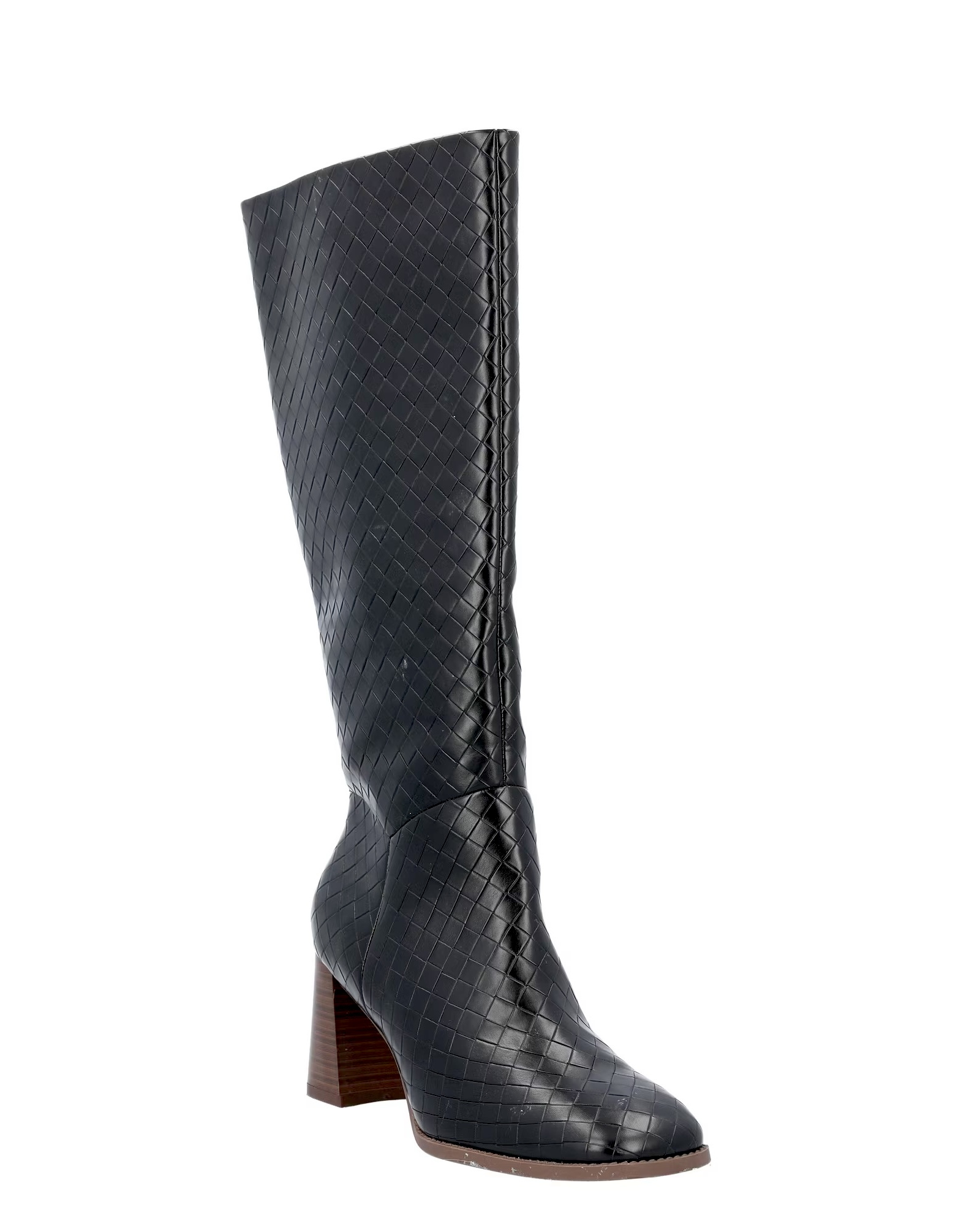 Free Assembly, Faux Leather Basketweave Texture Tall Boots