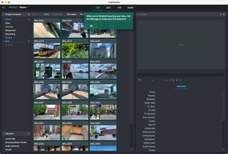 Screenshot of import and hints in Lightworks video editor