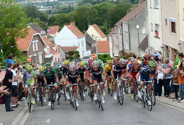 The peloton climbs