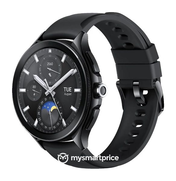 A leaked render of the Xiaomi Watch 2 Pro in a black gunmetal colorway and a black band.