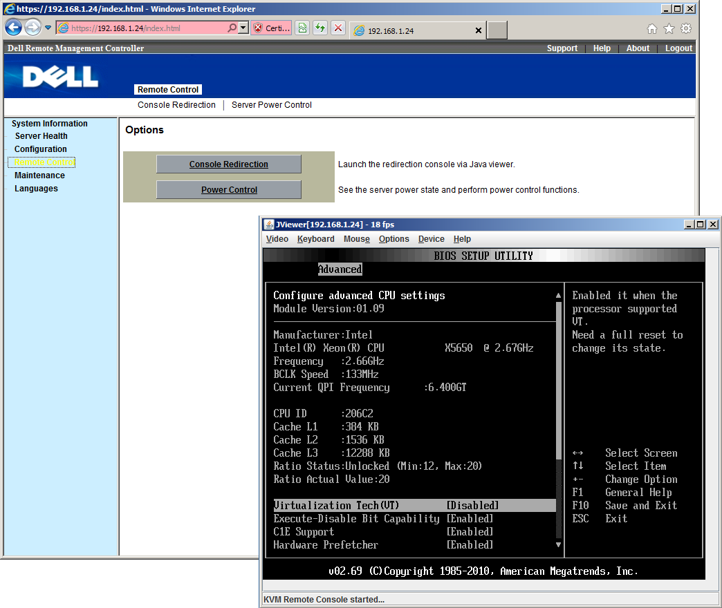 Unlike Dell&rsquo;s iDRAC, the C6100 controllers include KVM-over-IP remote control and virtual media services as standard and not