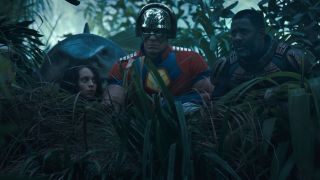 The Suicide Squad plotting in the bushes