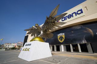 General view outside the stadium prior to the UEFA Europa League match between AEK Athens and AFC Ajax at AEK Arena on October 05, 2023 in Athens, Greece.