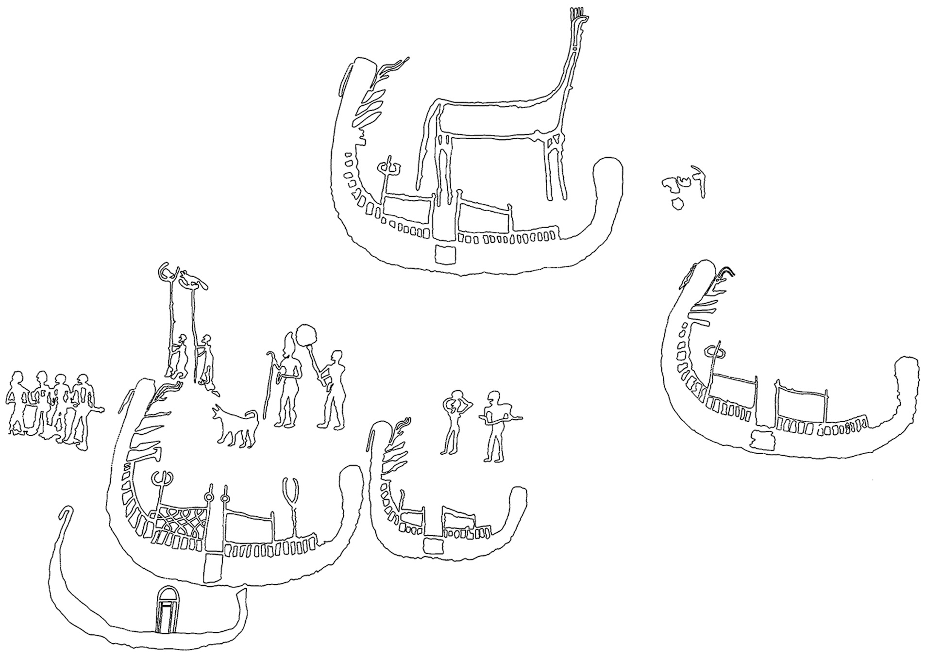 a line illustration of the rock carvings
