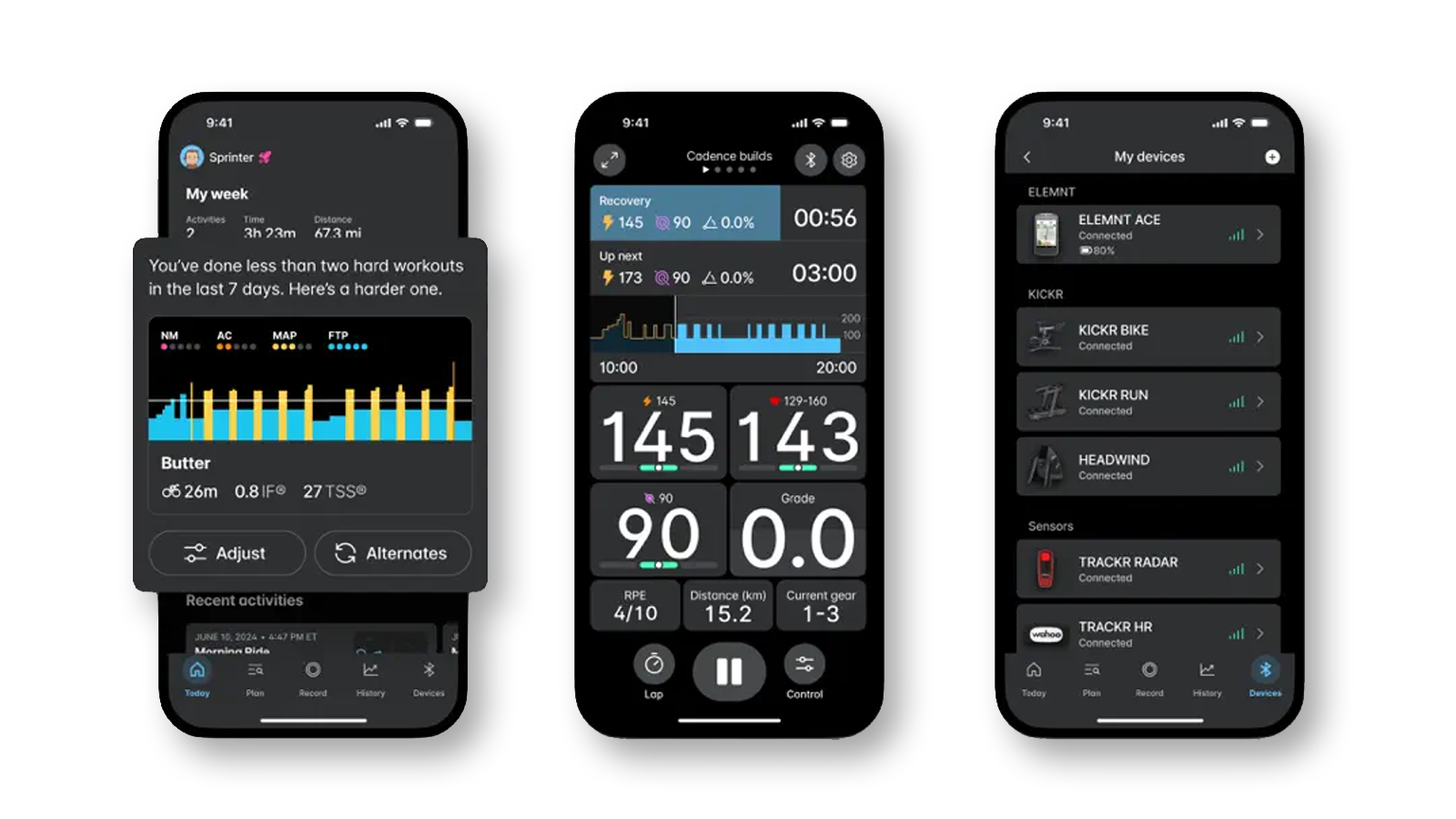Wahoo Fitness smartphone app screen shots showing mapping functionality