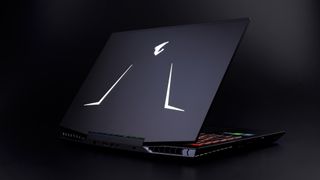 a black gaming laptop