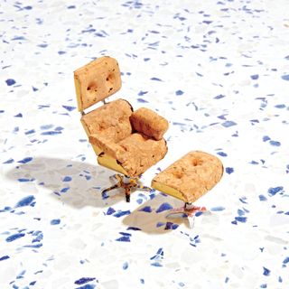 Tiny chair and stool made from a champagne cork