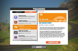 Image shows the TT Tune-up plan that's the best Zwift training plan for climbing.
