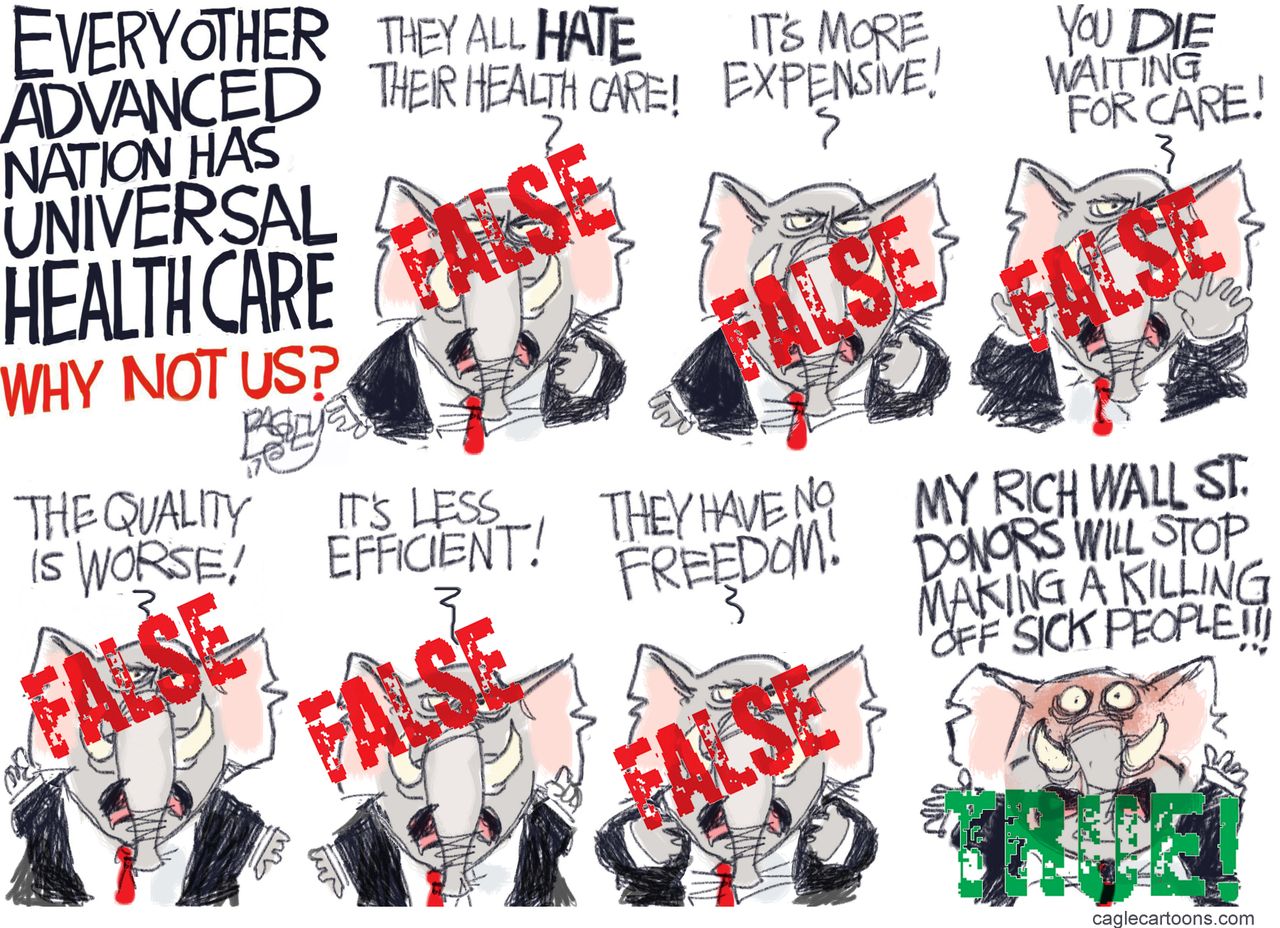 Political cartoon U.S. GOP universal single payer health care