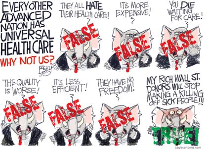 Political cartoon U.S. GOP universal single payer health care