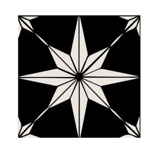 Vinyl Peel and Stick Mosaic Tile in black and white star